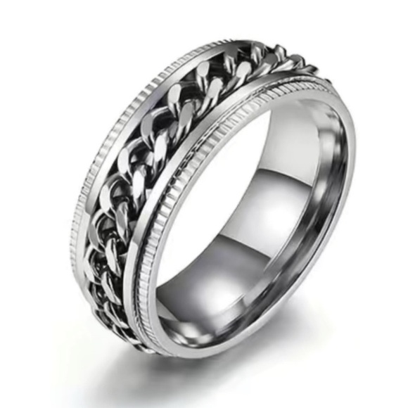 MoonFlowerBtq Other - Silver Chain Anxiety Fidget Spinner Ring